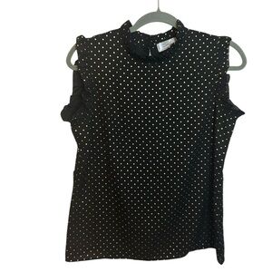Shannon Ford New York Gold Polka Dot Ruffle Sleeve Top